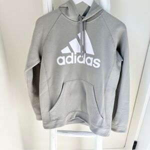 Adidas Women’s Lifestyle Trefoil Graphic Light Gray Pullover Hoodie Size Medium